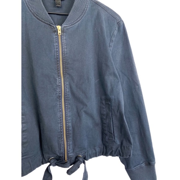 J Crew Women's Garment Dyed Cotton‎ Bomber Jacket, Deep Navy - Size L - Picture 6 of 11